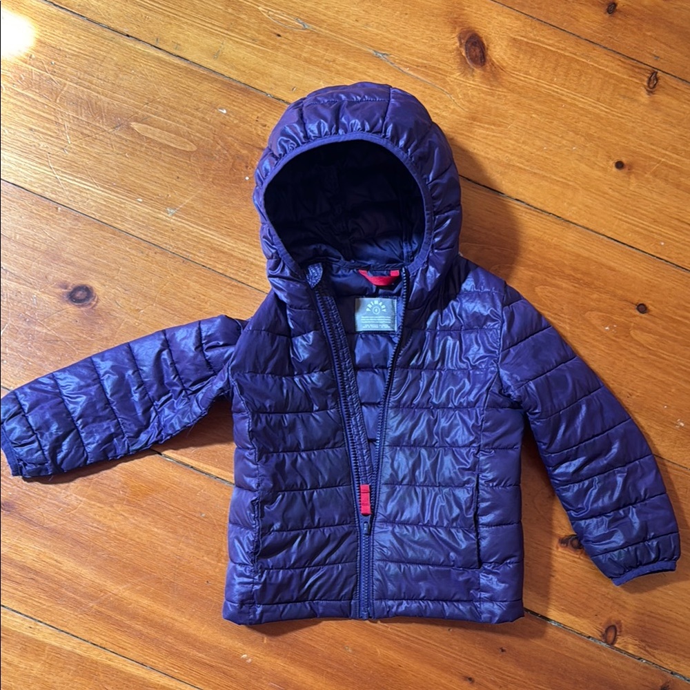 Purple Hooded Puffer Jacket